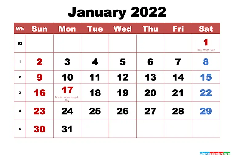 january 2022 monthly calendar printable holidays arialblk 3