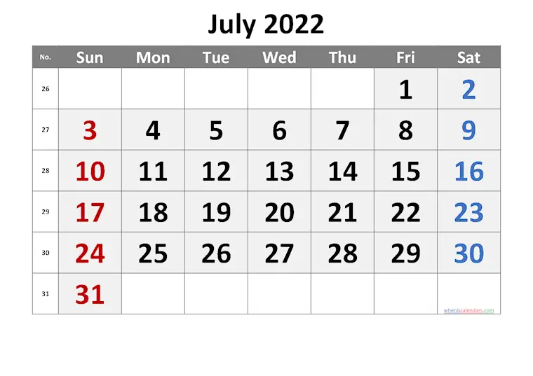july 2022 calendar printable week numbers cli 6