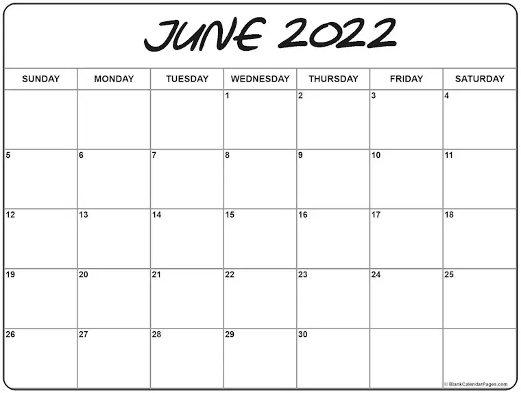june 2022 calendar basic elegant font