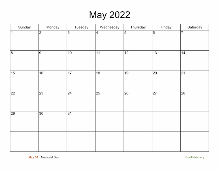 36 Printable Free May 2022 Calendars to Download - Onedesblog