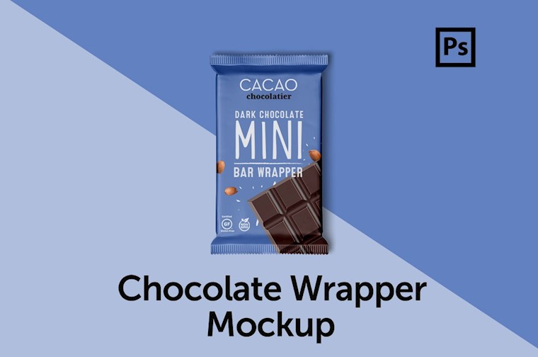 mini chocolate wrapper mockup
