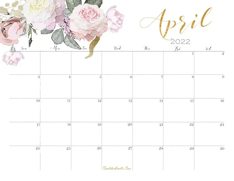 42 simple cute printable april calendars 2022