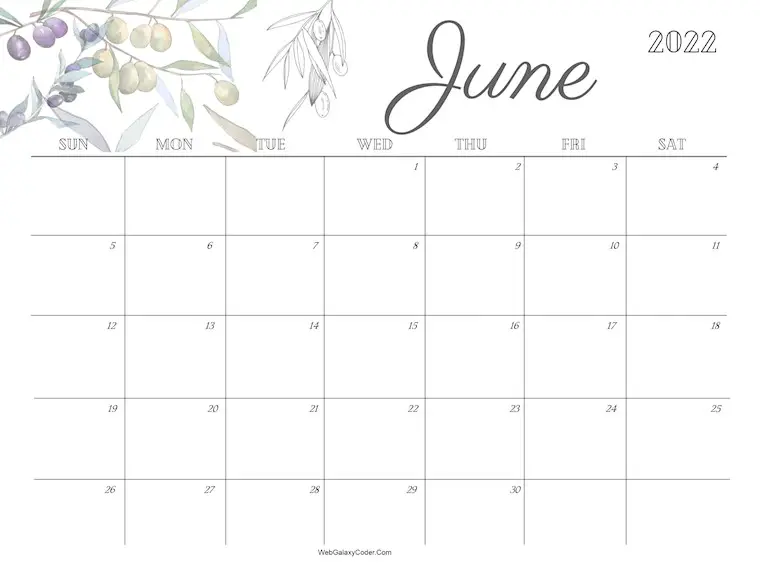 June Calendar 2022 Cute 41 Best Printable June 2022 Calendars: Cute & Simple