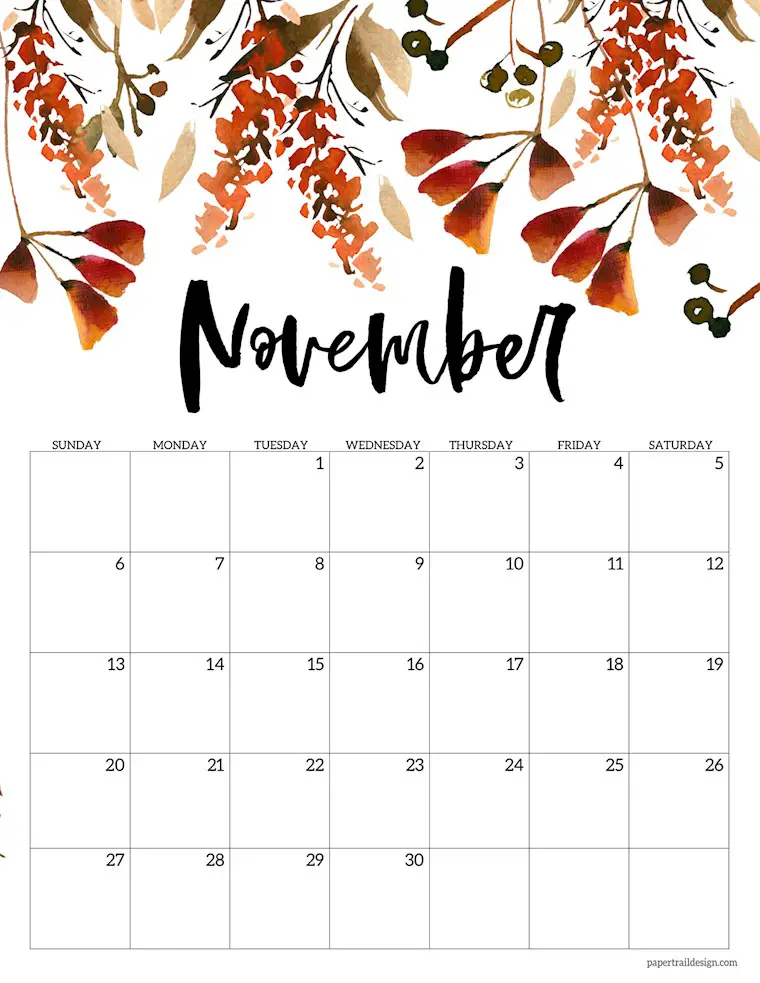 49 Free Printable November 2022 Calendars for the USA