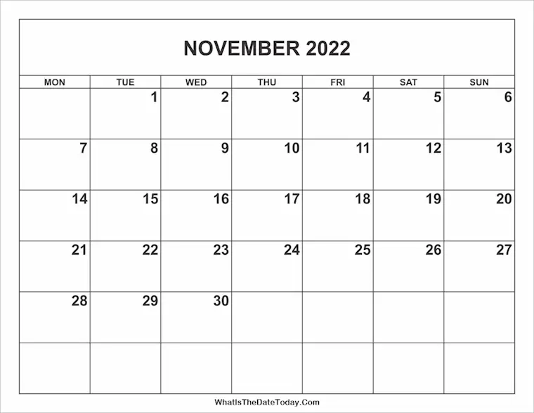 november 2022 calendar medium