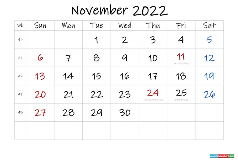 november 2022 calendar printable holidays inkfree 50