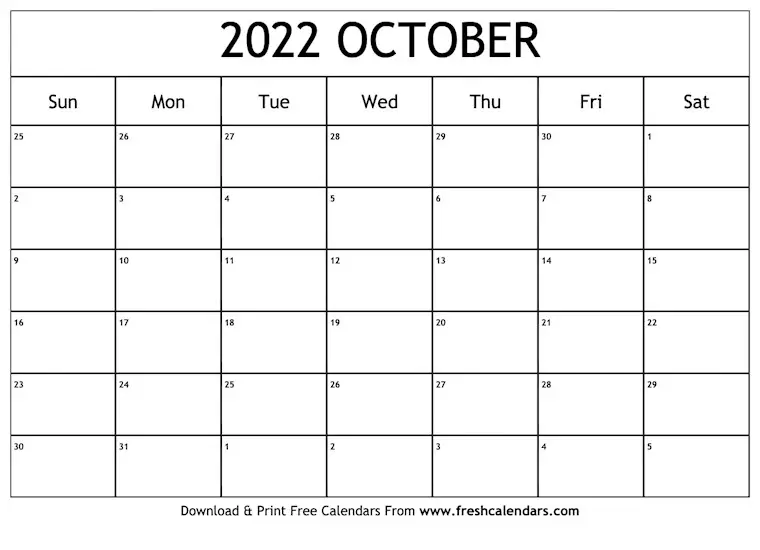 49 Free Printable October 2022 Calendars with Holidays - Onedesblog