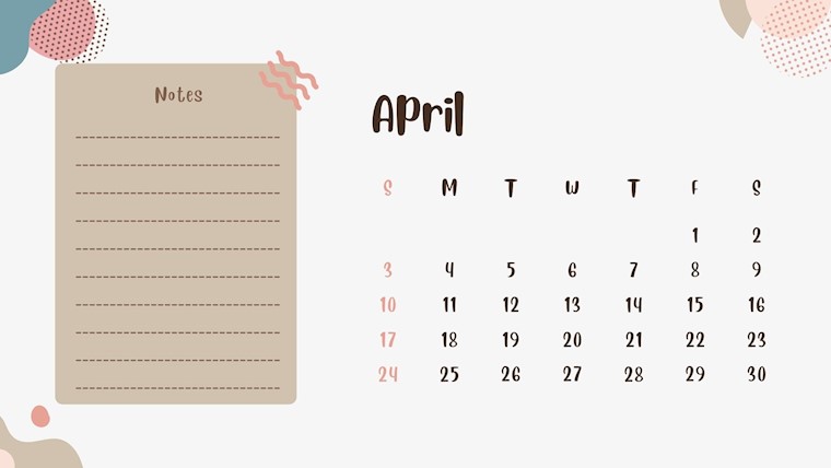 pastel abstract april 2022 calendar