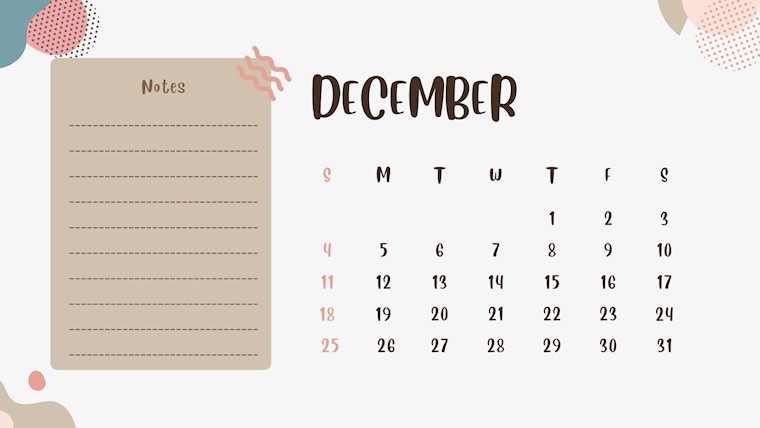 pastel abstract december 2022 calendar