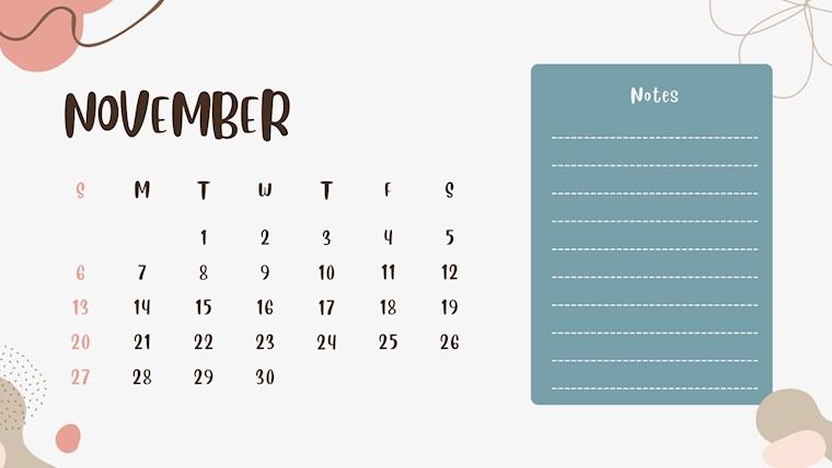 pastel abstract november 2022 calendar