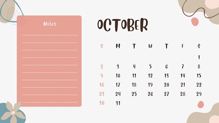 pastel abstract october 2022 calendar