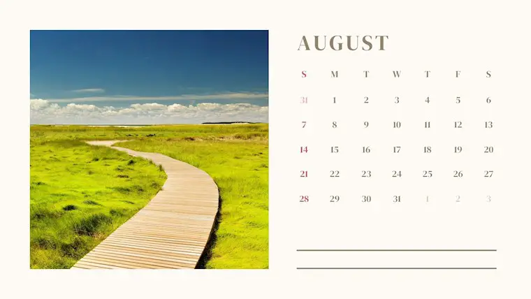 photo august calendar 2022 printable