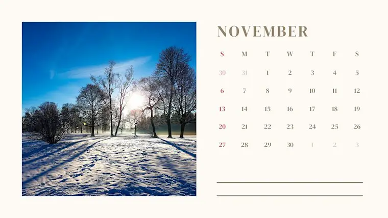 photo november calendar 2022 printable