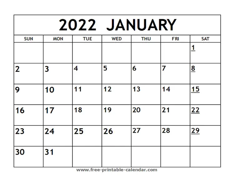 printable 2022 january calendar free printable calendar com