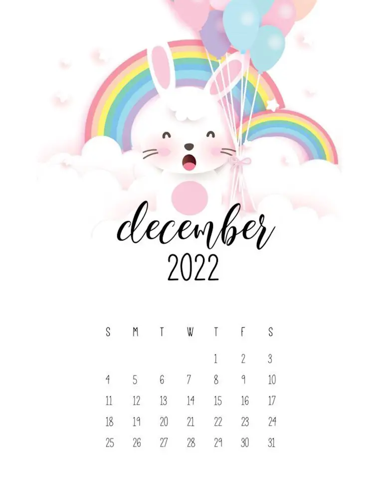 printable bunny calendar 2022