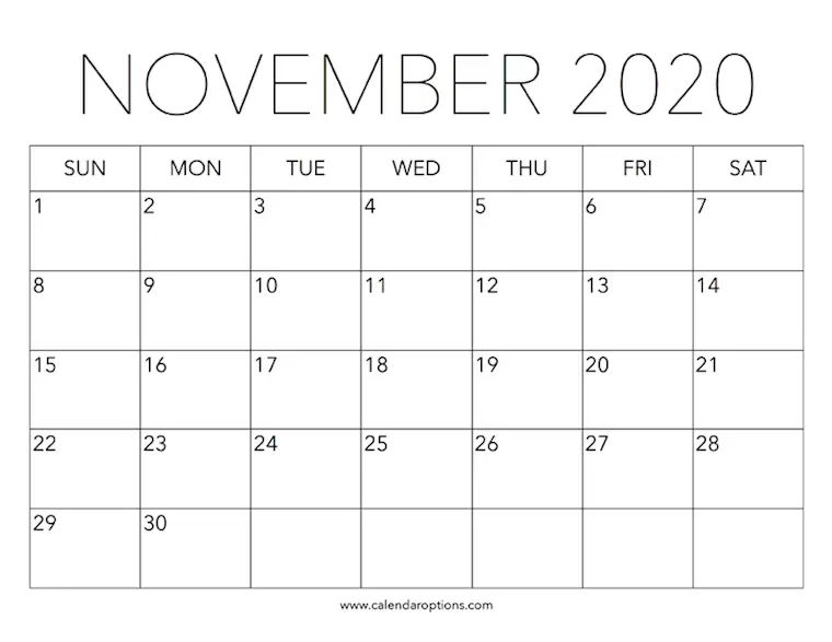 printable november 2020 calendar