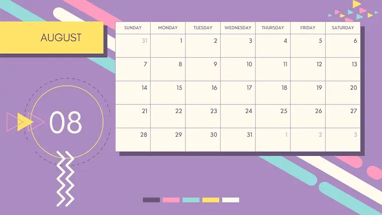 purple august calendar 2022 printable