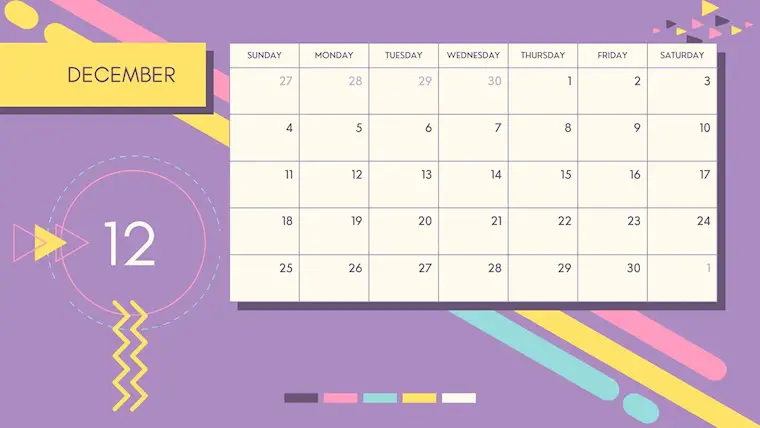 purple december calendar 2022 printable