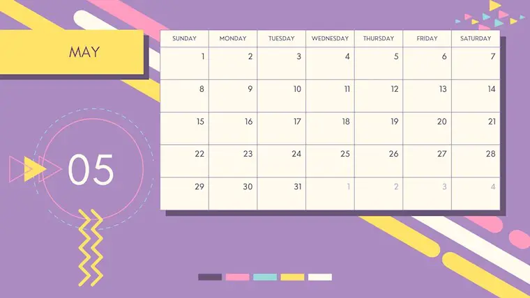 purple may calendar 2022 printable