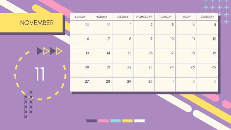 purple november calendar 2022 printable