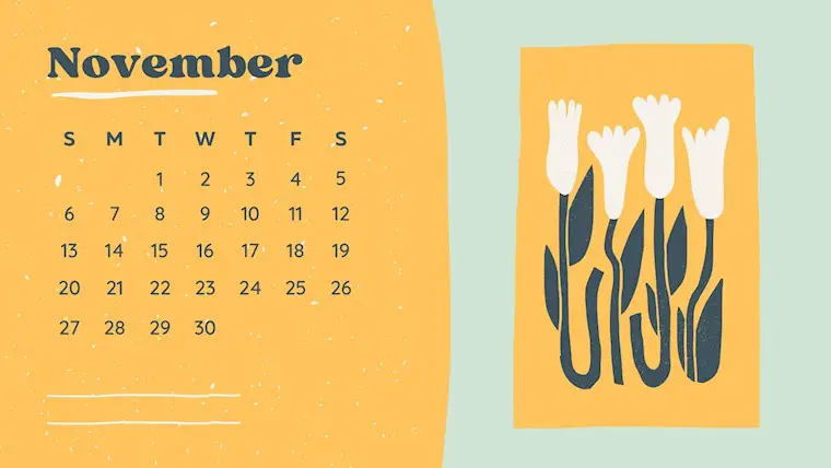 yellowish green november 2022 calendar