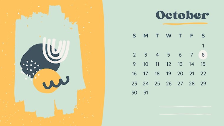 yellowish green october 2022 calendar