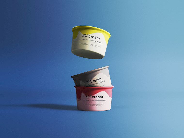 01 free ice cream cups mockup