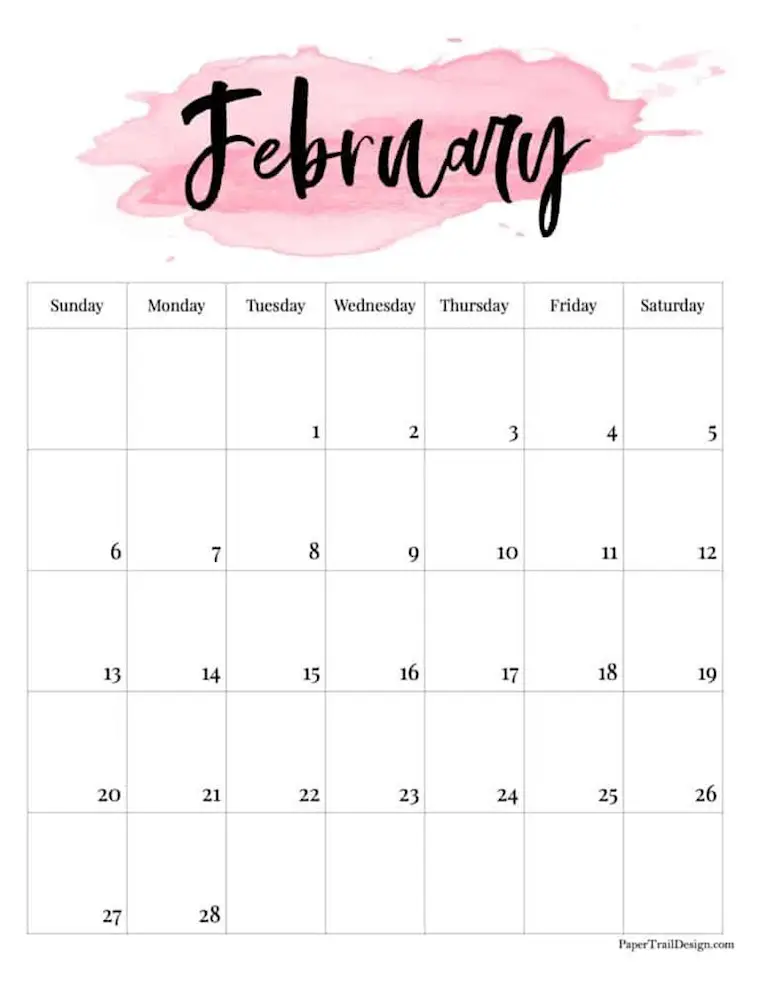Feb Printable Calendar 2022 41 Cute Aesthetic February Calendars 2022 To Download - Onedesblog