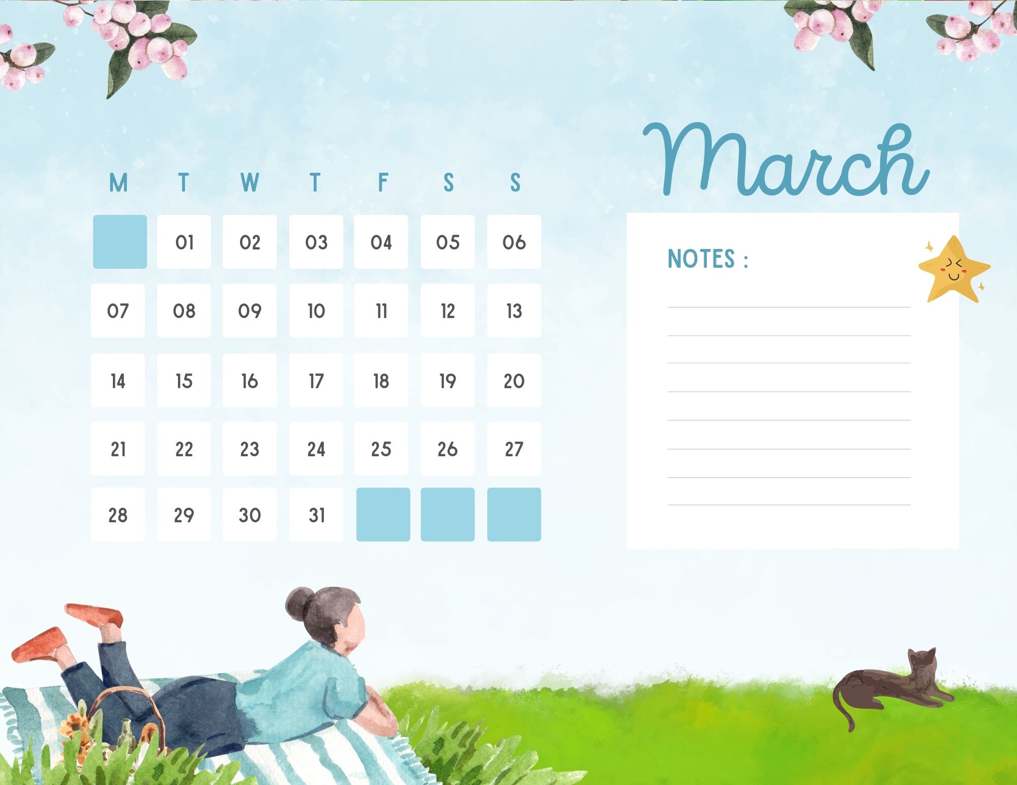 39 Aesthetic Cute March Calendars 2022