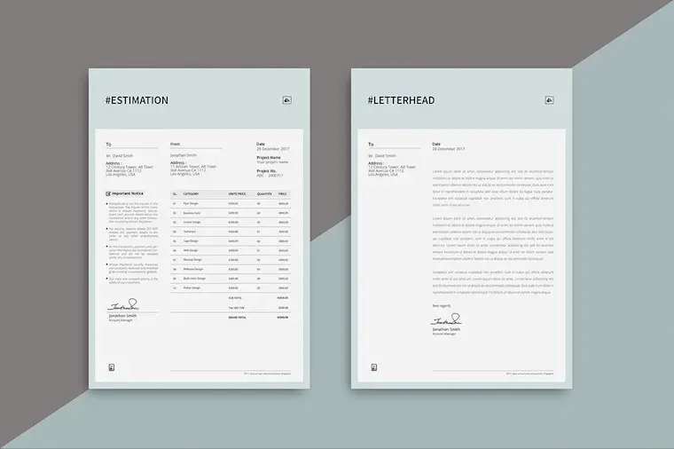 brief estimation invoice letterhead