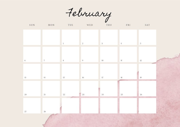 canva abstract february printable wall calendar 2022