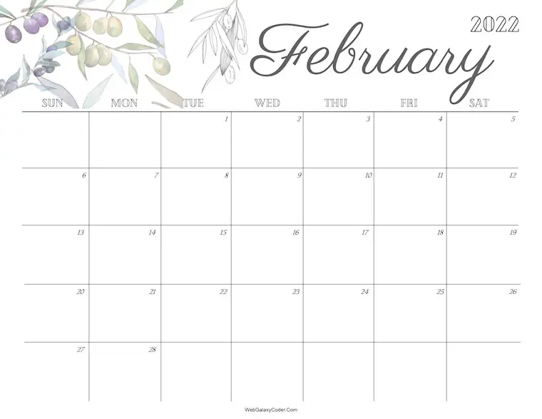 cute february 2022 calendar