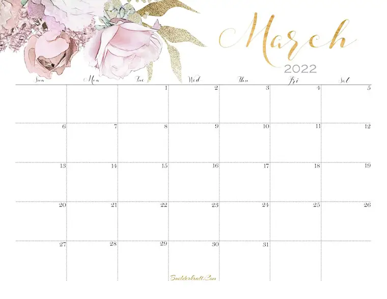 cute march 2022 calendar 2