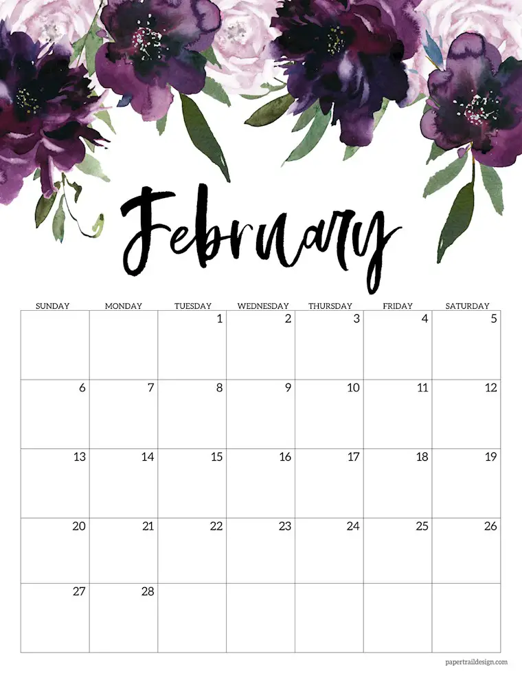 february 2022 calendar floral new