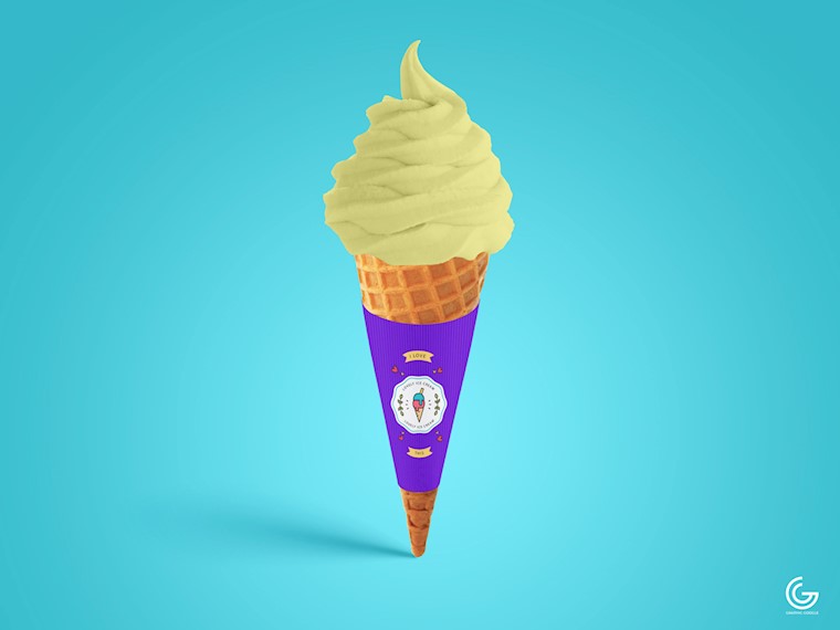 free brand ice cream cone mockup psd