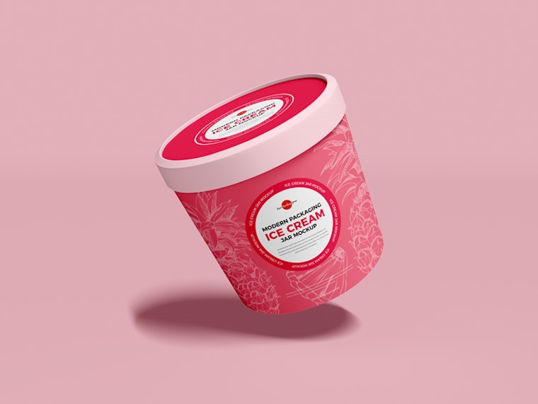 free modern packaging ice cream jar mockup