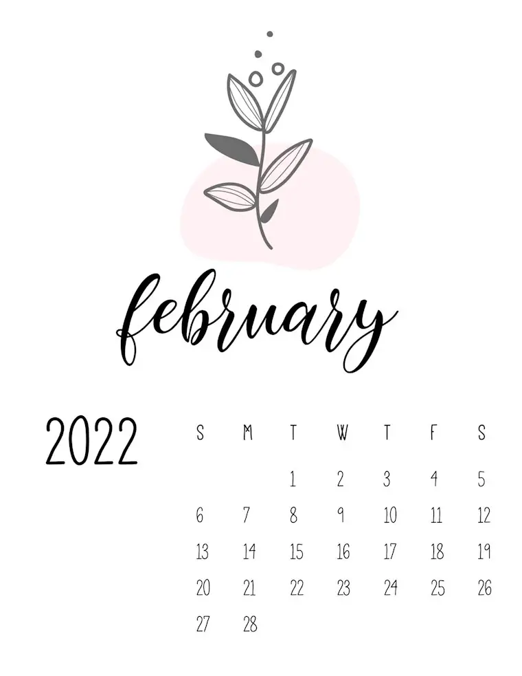 free printable botanical calendar 2022