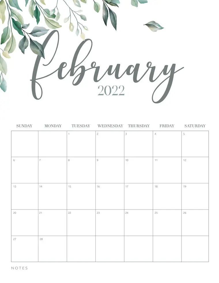 February Calendar 2022 Printable 41 Cute Aesthetic February Calendars 2022 To Download - Onedesblog