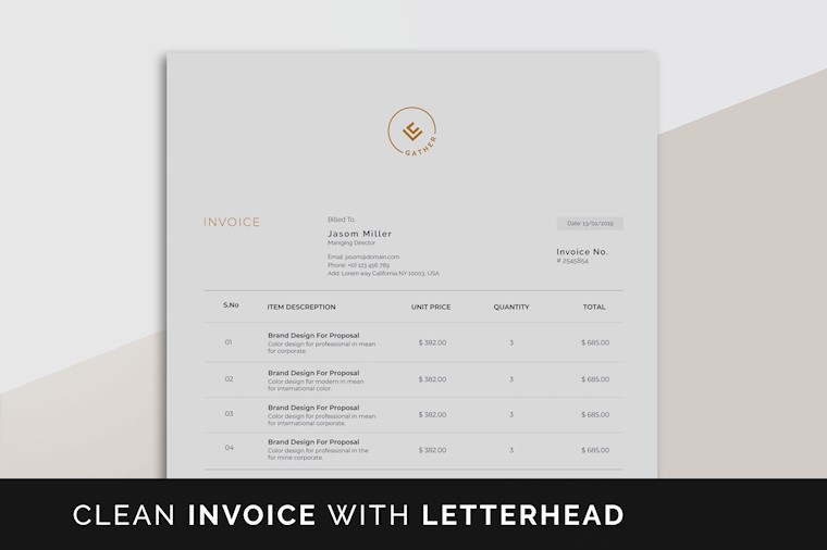 gather invoice letterhead template