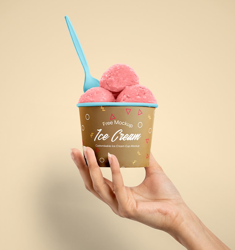 hand free ice cream cup mockup 01