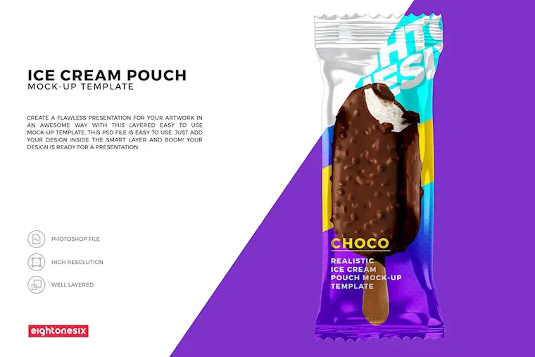 ice cream pouch mock up