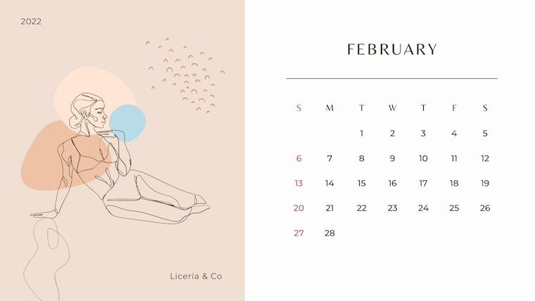 nice february printable wall calendar 2022
