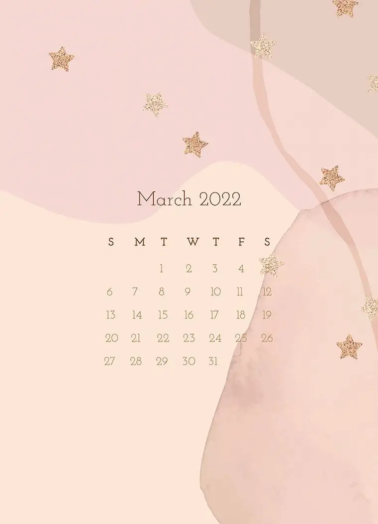 pink 2022 march calendar aesthetic monthly planner