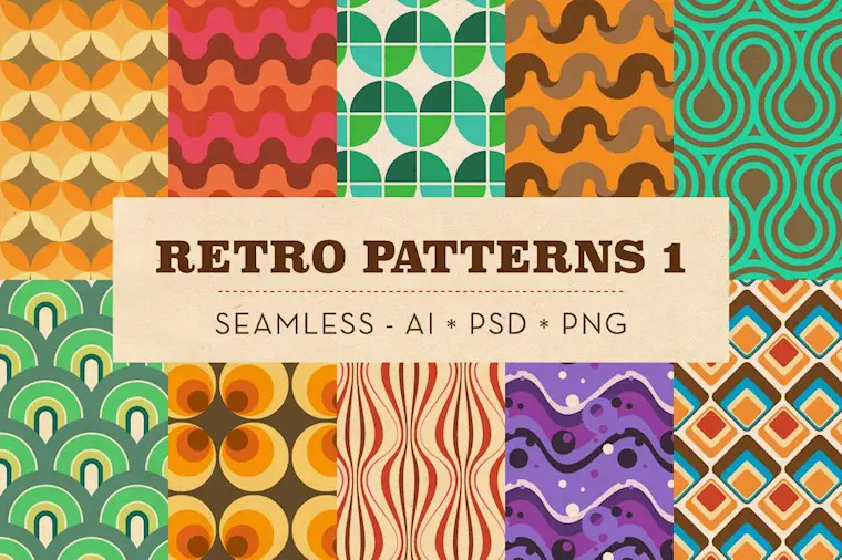 10 seamless retro patterns