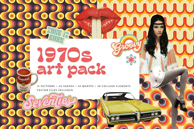 1970s collage art pack