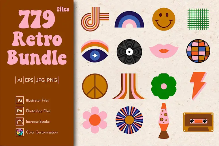 70s retro bundle 779 files