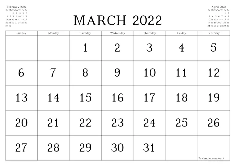 minimalist march 2022 calendar 05