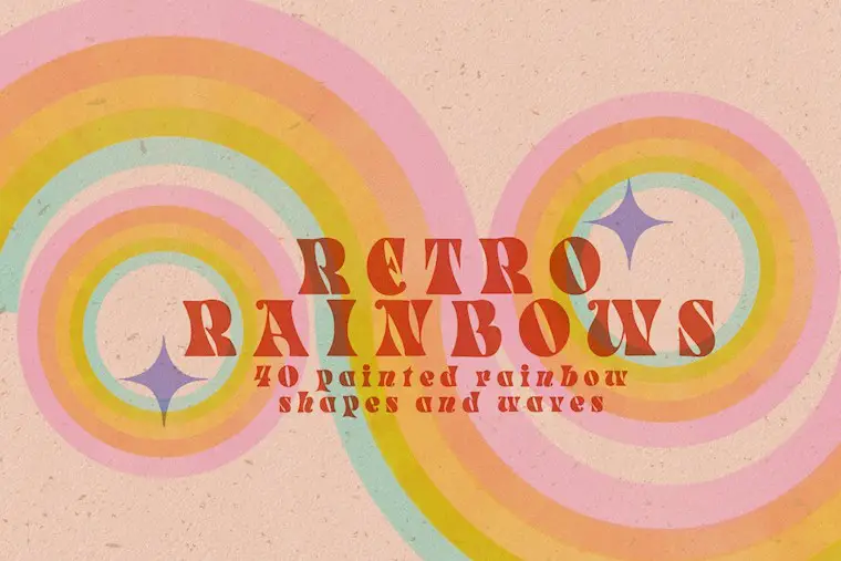 retro rainbows shapes and waves