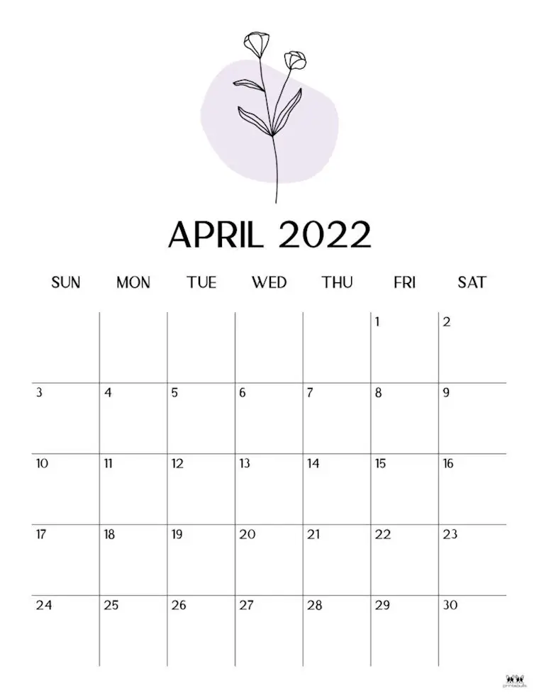 39 Cute Aesthetic April Calendars 2022 to Print - Onedesblog