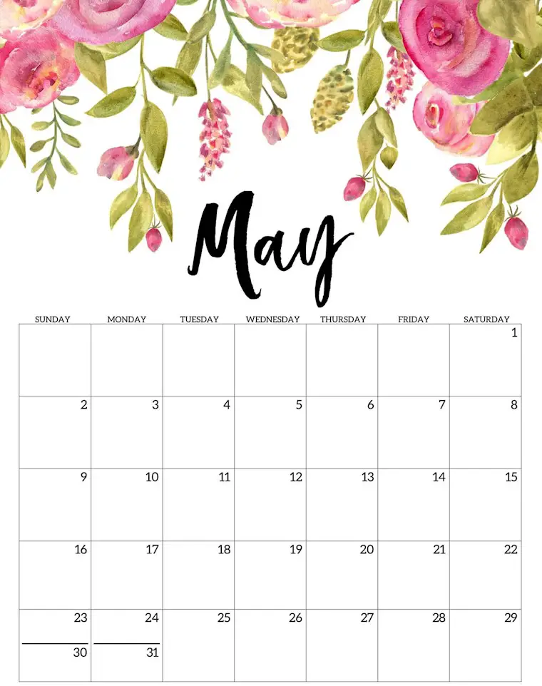 cute may 2021 calendar printable hd wallpaper floral design